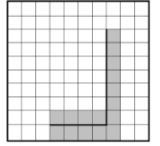 Напишите для Робота программу, закрашивающую все клетки, расположенные непосредственно правее вертикальной стены, ниже горизонтальной стены, угловую клетку и клетки выше горизонтальной стены. Робот должен закрасить только клетки, удовлетворяющие данному условию. Например, для приведённого выше рисунка Робот должен закрасить следующие клетки (см. рисунок).