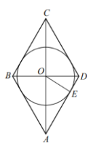 В ромбе ABCD диагонали пересекаются в точке О. Окружность радиусом 4 вписана в ромб и касается стороны AD в точке Е. Найдите площадь ромба, если известно, что DE = 2.