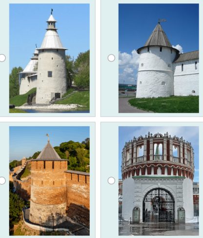 На основе информации из текста 2 отметьте изображение, соответствующее Юго-западной башне Казанского кремля.